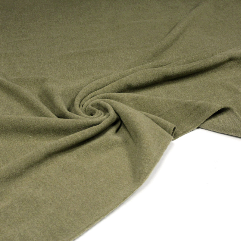 Tissu lainage vert kaki uni - Fabrication italienne - tissuspipi.com