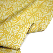 Tissu coton fin imprimé INDIENNES, jaune & motif Shibori géométrique écru - STANDARD 100 OEKO - TEX - tissuspipi.com
