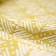 Tissu coton fin imprimé INDIENNES, jaune & motif Shibori géométrique écru - STANDARD 100 OEKO - TEX - tissuspipi.com