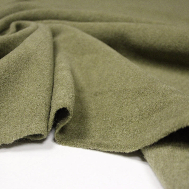 Tissu lainage vert kaki uni - Fabrication italienne - tissuspipi.com
