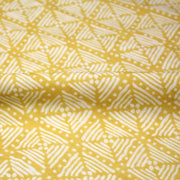 Tissu coton fin imprimé INDIENNES, jaune & motif Shibori géométrique écru - STANDARD 100 OEKO - TEX - tissuspipi.com