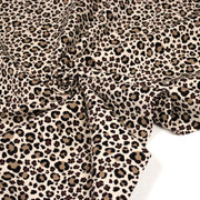 Tissu velours milleraies imprimé Léopard écru, noir, marron, grège - STANDARD 100 OEKO-TEX - tissuspipi.com