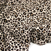 Tissu velours milleraies imprimé Léopard écru, noir, marron, grège - STANDARD 100 OEKO-TEX - tissuspipi.com