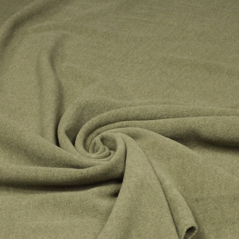 Tissu lainage vert kaki uni - Fabrication italienne - tissuspipi.com