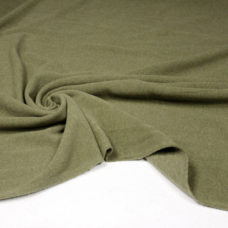 Tissu lainage vert kaki uni - Fabrication italienne - tissuspipi.com