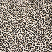 Tissu velours milleraies imprimé Léopard écru, noir, marron, grège - STANDARD 100 OEKO-TEX - tissuspipi.com