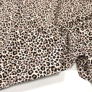 Tissu velours milleraies imprimé Léopard écru, noir, marron, grège - STANDARD 100 OEKO-TEX - tissuspipi.com
