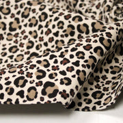 Tissu velours milleraies imprimé Léopard écru, noir, marron, grège - STANDARD 100 OEKO-TEX - tissuspipi.com
