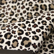Tissu velours milleraies imprimé Léopard écru, noir, marron, grège - STANDARD 100 OEKO-TEX - tissuspipi.com