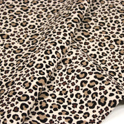 Tissu velours milleraies imprimé Léopard écru, noir, marron, grège - STANDARD 100 OEKO-TEX - tissuspipi.com