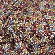 Tissu velours milleraies imprimé écru aux fleurs bordeaux, ocre, fleur pétrole - STANDARD 100 OEKO-TEX - tissuspipi.com