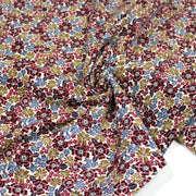 Tissu velours milleraies imprimé écru aux fleurs bordeaux, ocre, fleur pétrole - STANDARD 100 OEKO-TEX - tissuspipi.com