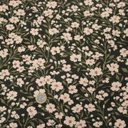 Tissu velours milleraies imprimé vert anglais aux fleurs écrues & fines feuilles - STANDARD 100 OEKO-TEX - tissuspipi.com