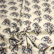 Tissu coton fin imprimé INDIENNES, écru aux éléphants - STANDARD 100 OEKO - TEX - tissuspipi.com