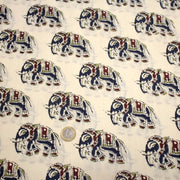Tissu coton fin imprimé INDIENNES, écru aux éléphants - STANDARD 100 OEKO - TEX - tissuspipi.com
