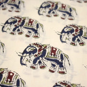 Tissu coton fin imprimé INDIENNES, écru aux éléphants - STANDARD 100 OEKO - TEX - tissuspipi.com