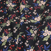Tissu velours milleraies imprimé noir aux fleurs écrues, bleues, vertes - STANDARD 100 OEKO-TEX - tissuspipi.com