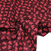 Tissu velours milleraies imprimé bordeaux aux douces fleurs rouges & parme - STANDARD 100 OEKO-TEX - tissuspipi.com