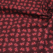 Tissu velours milleraies imprimé bordeaux aux douces fleurs rouges & parme - STANDARD 100 OEKO-TEX - tissuspipi.com