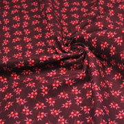 Tissu velours milleraies imprimé bordeaux aux douces fleurs rouges & parme - STANDARD 100 OEKO-TEX - tissuspipi.com