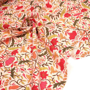 Tissu cotonnade fleuri typique ART NOUVEAU, tons corail, roses et verts - OEKO - TEX STANDARD 100 - tissuspipi.com