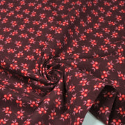 Tissu velours milleraies imprimé bordeaux aux douces fleurs rouges & parme - STANDARD 100 OEKO-TEX - tissuspipi.com
