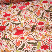 Tissu cotonnade fleuri typique ART NOUVEAU, tons corail, roses et verts - OEKO - TEX STANDARD 100 - tissuspipi.com