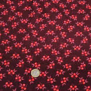 Tissu velours milleraies imprimé bordeaux aux douces fleurs rouges & parme - STANDARD 100 OEKO-TEX - tissuspipi.com