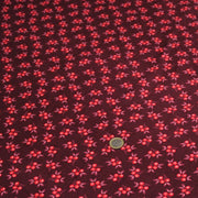 Tissu velours milleraies imprimé bordeaux aux douces fleurs rouges & parme - STANDARD 100 OEKO-TEX - tissuspipi.com