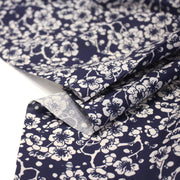 Tissu cotonnade motif japonais HANA aux fleurs de cerisier : écru/bleu et bleu/écru - tissuspipi.com