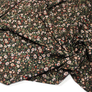 Tissu Viscose fluide vert anglais aux fines fleurs automnales – STANDARD 100 OEKO-TEX - tissuspipi.com