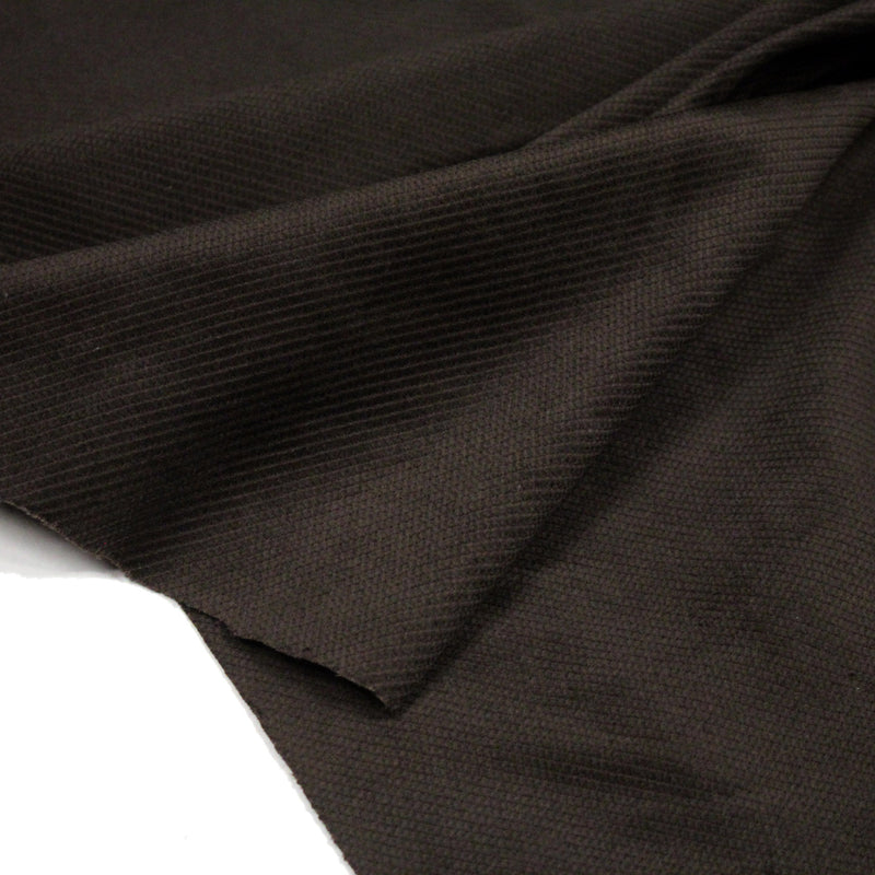Tissu velours côtelés élasthanne marron chocolat, rayures diagonales - tissuspipi.com
