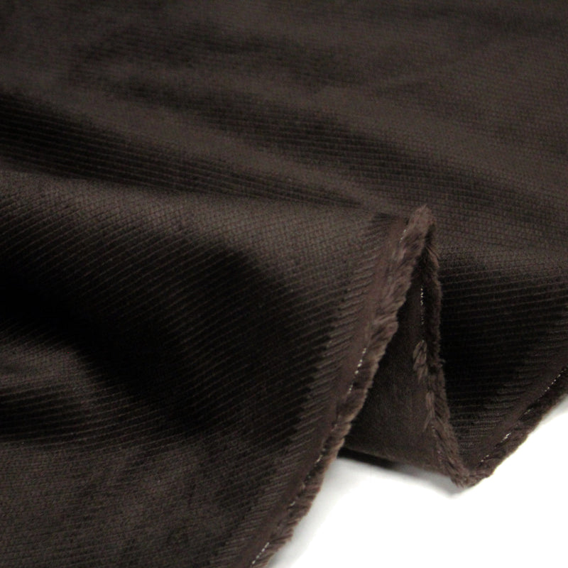 Tissu velours côtelés élasthanne marron chocolat, rayures diagonales - tissuspipi.com