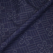 Tissu cotonnade motif japonais SASHIKO tons bleus & écrus - tissuspipi.com