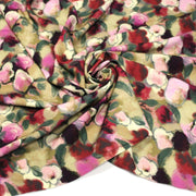 Tissu Viscose fluide aux fleurs aquarelle tons roses, vert pâle, rouges – STANDARD 100 OEKO-TEX - tissuspipi.com