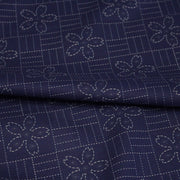 Tissu cotonnade motif japonais SASHIKO tons bleus & écrus - tissuspipi.com
