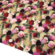 Tissu Viscose fluide aux fleurs aquarelle tons roses, vert pâle, rouges – STANDARD 100 OEKO-TEX - tissuspipi.com