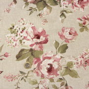 Tissu motif britannique aux grandes fleurs roses : lin, bleu, écru - COLLECTION BRIGHTON - tissuspipi.com