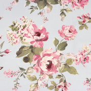 Tissu motif britannique aux grandes fleurs roses : lin, bleu, écru - COLLECTION BRIGHTON - tissuspipi.com