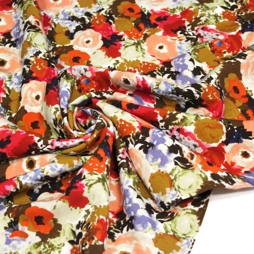 Tissu Viscose fluide BOUQUET CHAMPÊTRE fleurs multicolore – STANDARD 100 OEKO-TEX - tissuspipi.com