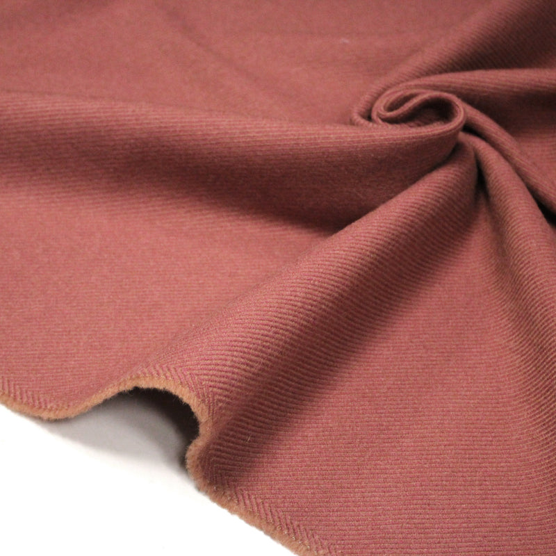 Tissu lainage vieux rose aux fines rayures - Fabrication française - tissuspipi.com