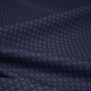 Tissu cotonnade motif japonais KA - KASURI aux croix écrus & fond bleu - tissuspipi.com