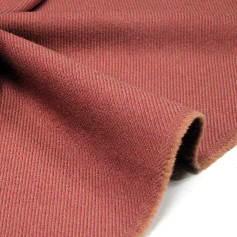 Tissu lainage vieux rose aux fines rayures - Fabrication française - tissuspipi.com