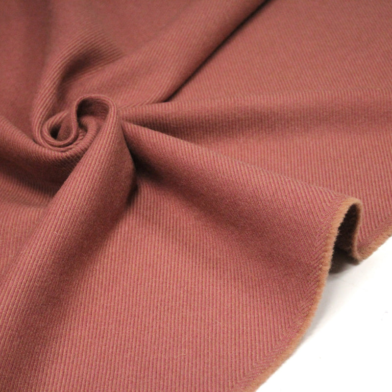 Tissu lainage vieux rose aux fines rayures - Fabrication française - tissuspipi.com