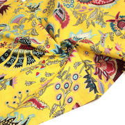 Tissu coton fin imprimé INDIENNES, jaune aux fleurs et motifs indiens multicolores - tissuspipi.com