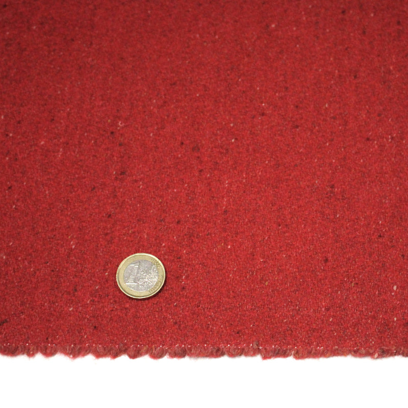 Tissu lainage tweed rouge faux - uni - Fabrication française - tissuspipi.com