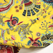 Tissu coton fin imprimé INDIENNES, jaune aux fleurs et motifs indiens multicolores - tissuspipi.com