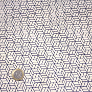 Tissu cotonnade motif japonais KAGOME – Bleu indigo & écru - tissuspipi.com
