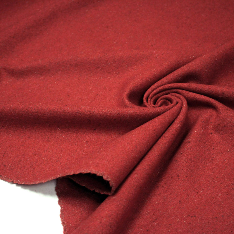 Tissu lainage tweed rouge faux - uni - Fabrication française - tissuspipi.com