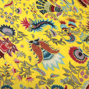 Tissu coton fin imprimé INDIENNES, jaune aux fleurs et motifs indiens multicolores - tissuspipi.com